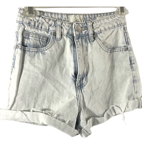91 Cotton On Acid Wash High Flashback Denim Shorts size 2 Small Trendy designer - Picture 1 of 16
